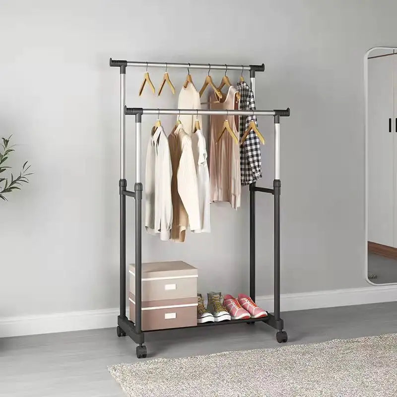 Clothing Rack Clothes Rack Standard Rod Simple Rolling Metal Garment Rack Clothing Rack Clothes Rack Standard Rod Simple Rolling Metal Garment Rack